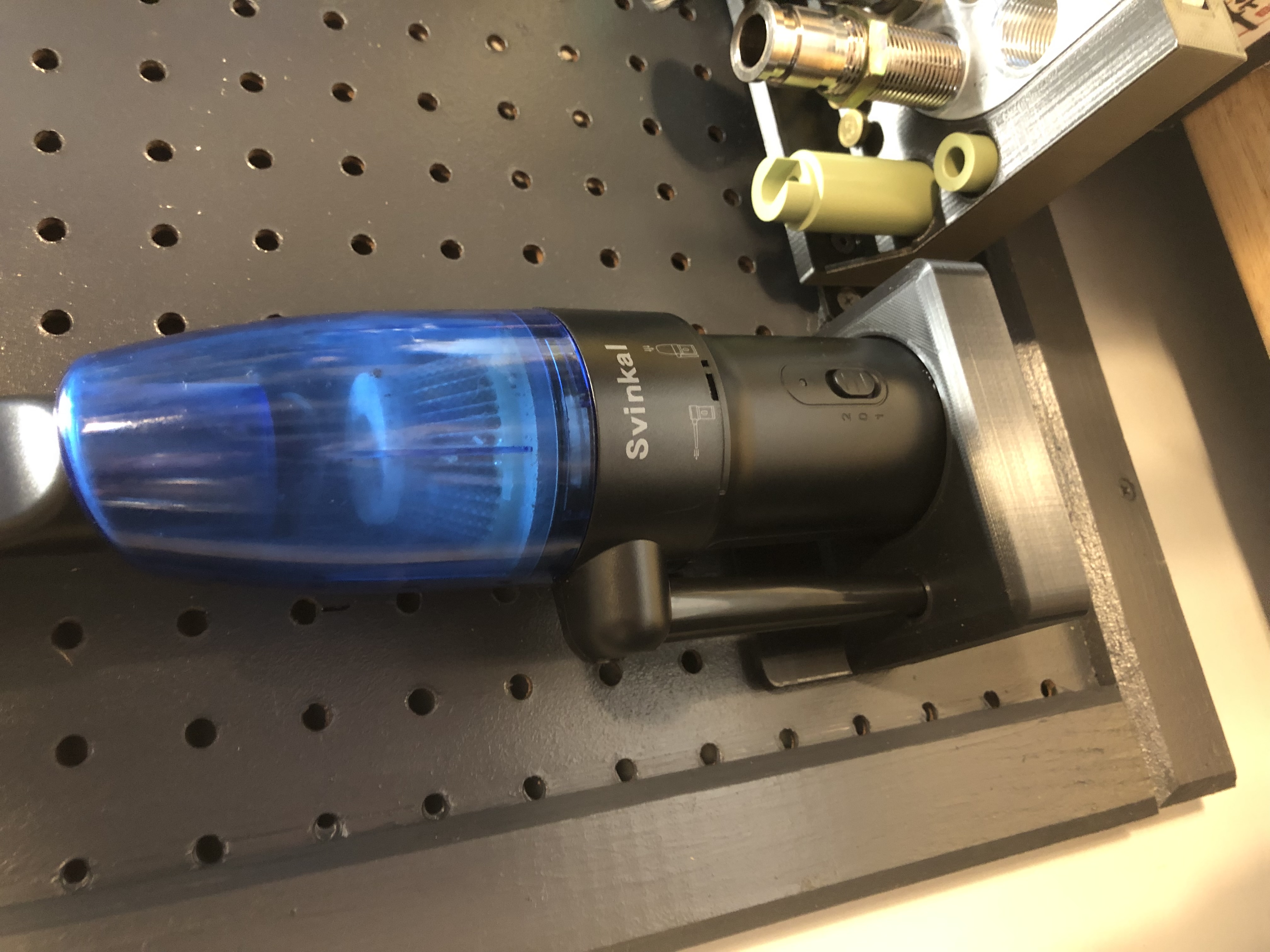 Computer Duster/Vacuum Pegboard Holder