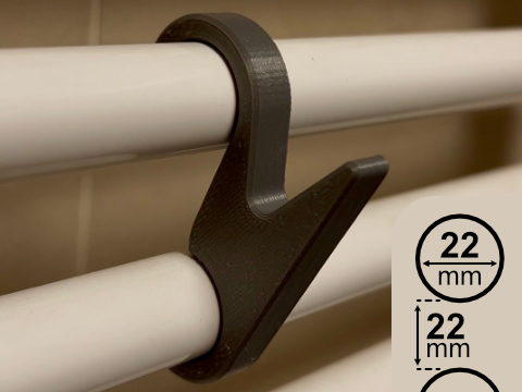 Snap-on Towel & Clothes Holder for Bathroom Radiator 22x22mm