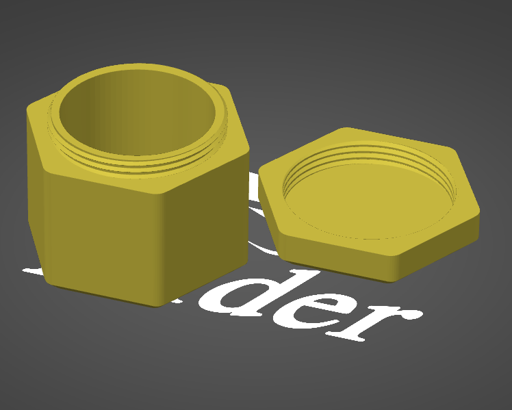 Hexagon box with screw on lid