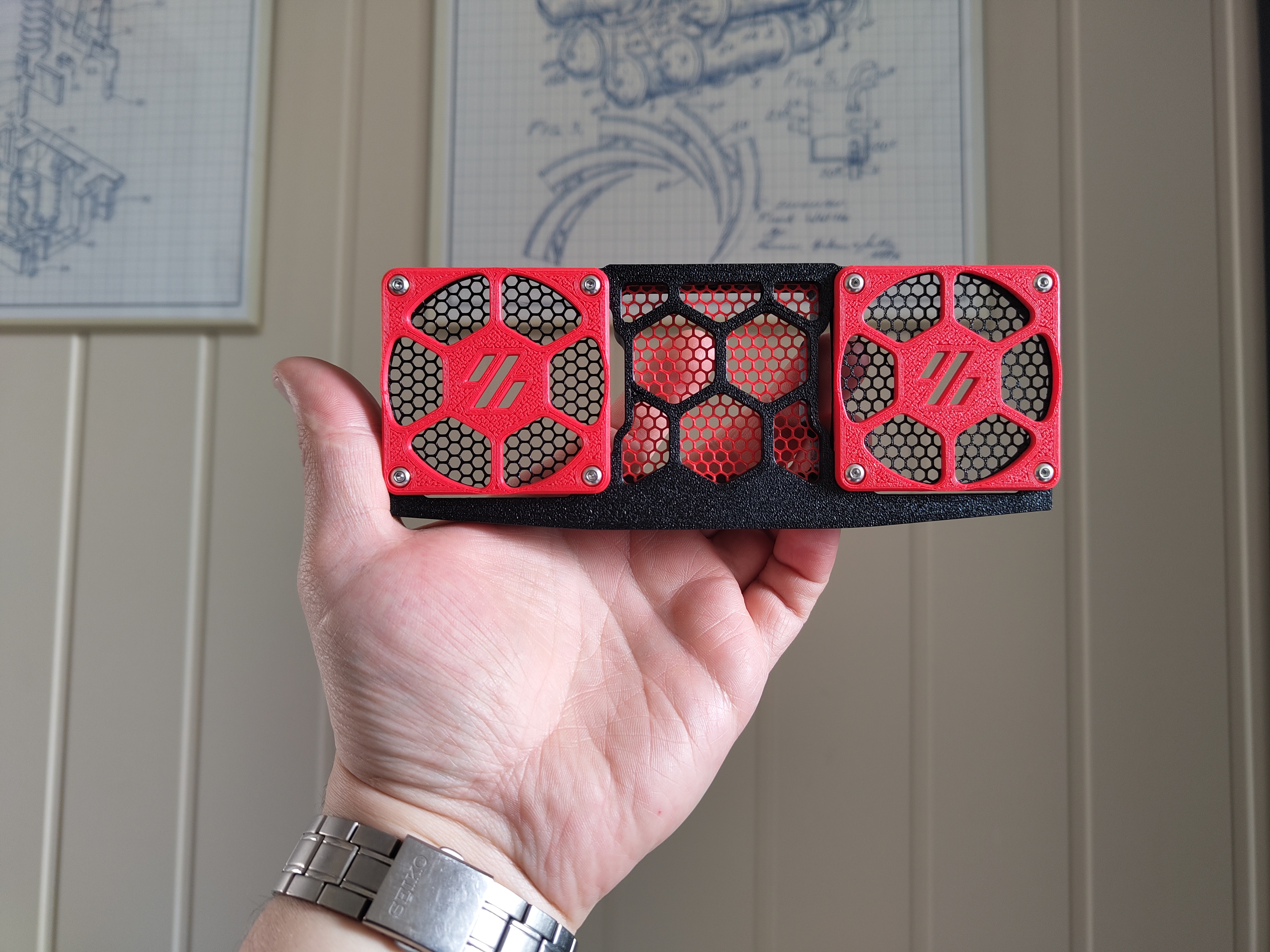 Mesh fan grills & fan support, Voron V2 & VT