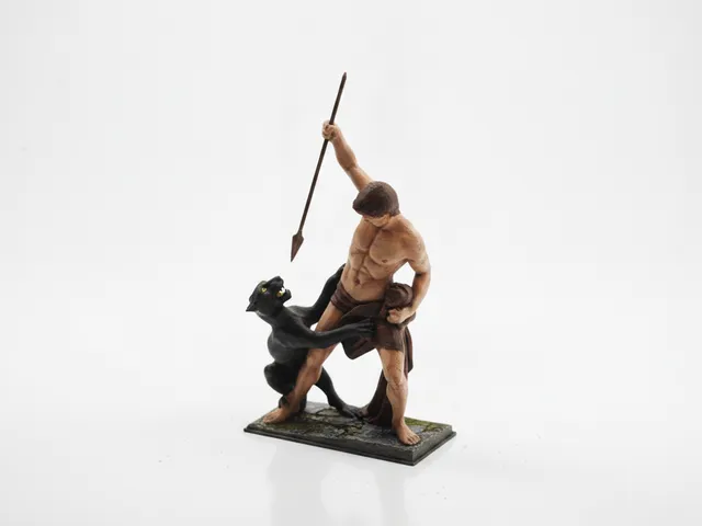 Panther And Man Combat Figurine Sculpture 3D Printable