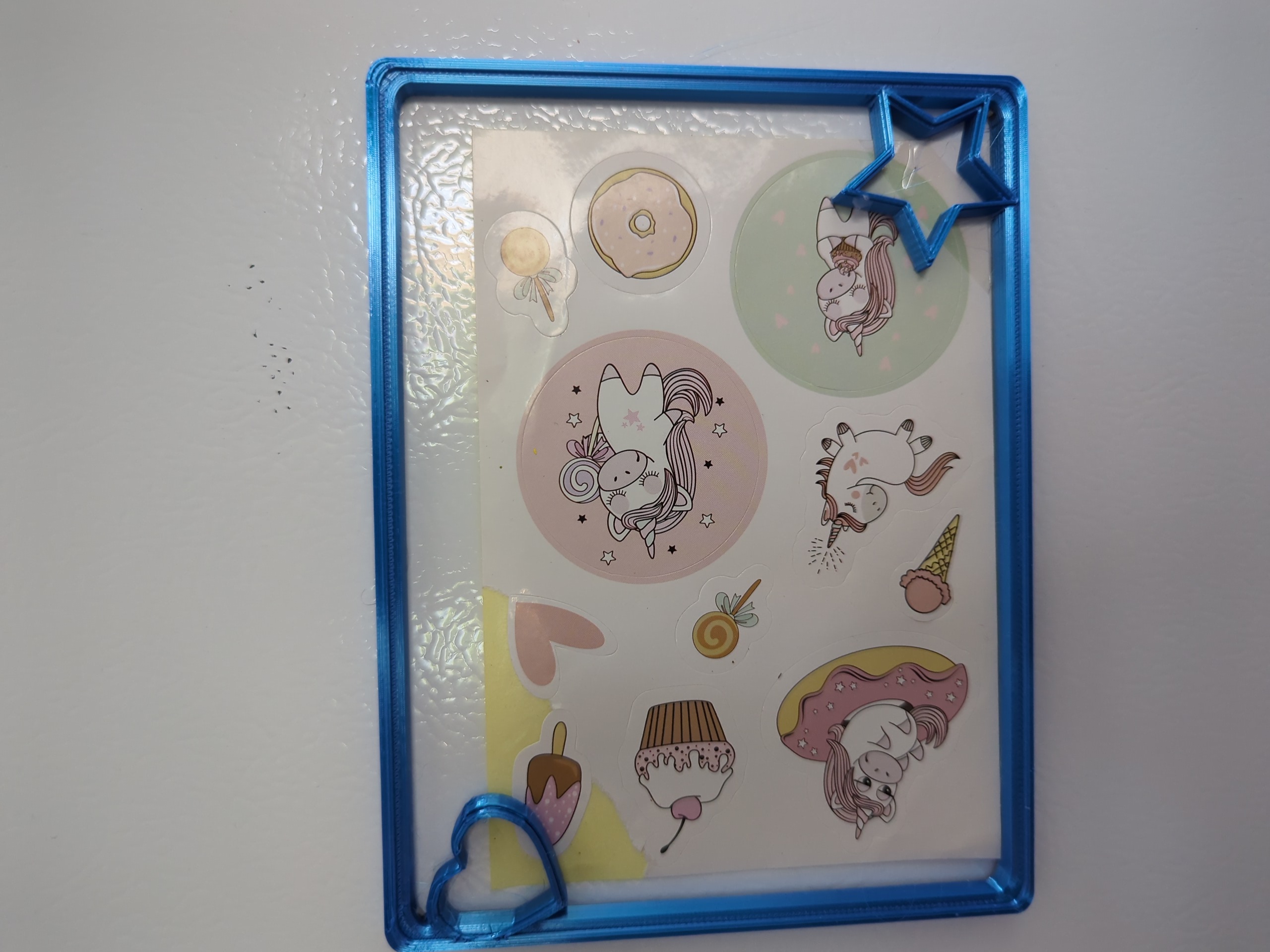 3D Fridge Photo Frame with Heart and Star Corners
