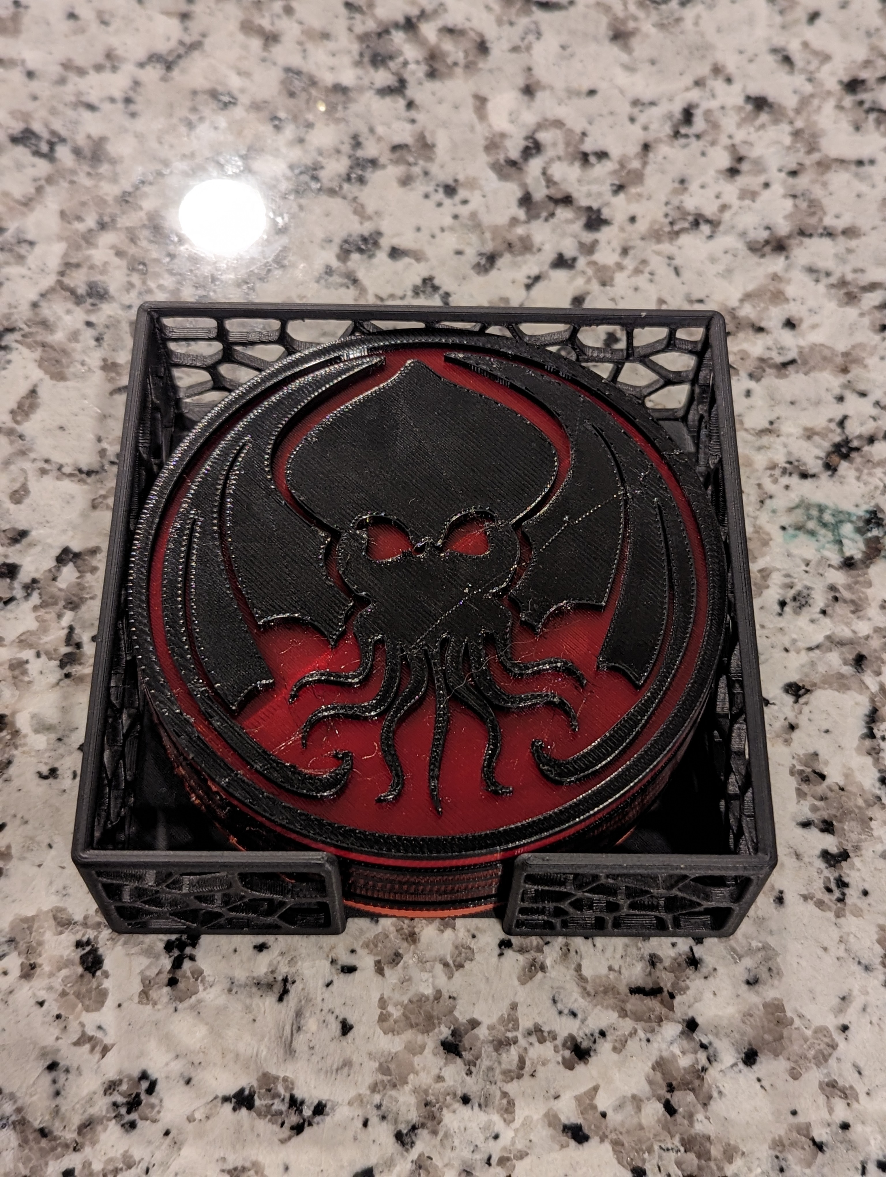Lovecraft Themed Drink Coasters with Holder