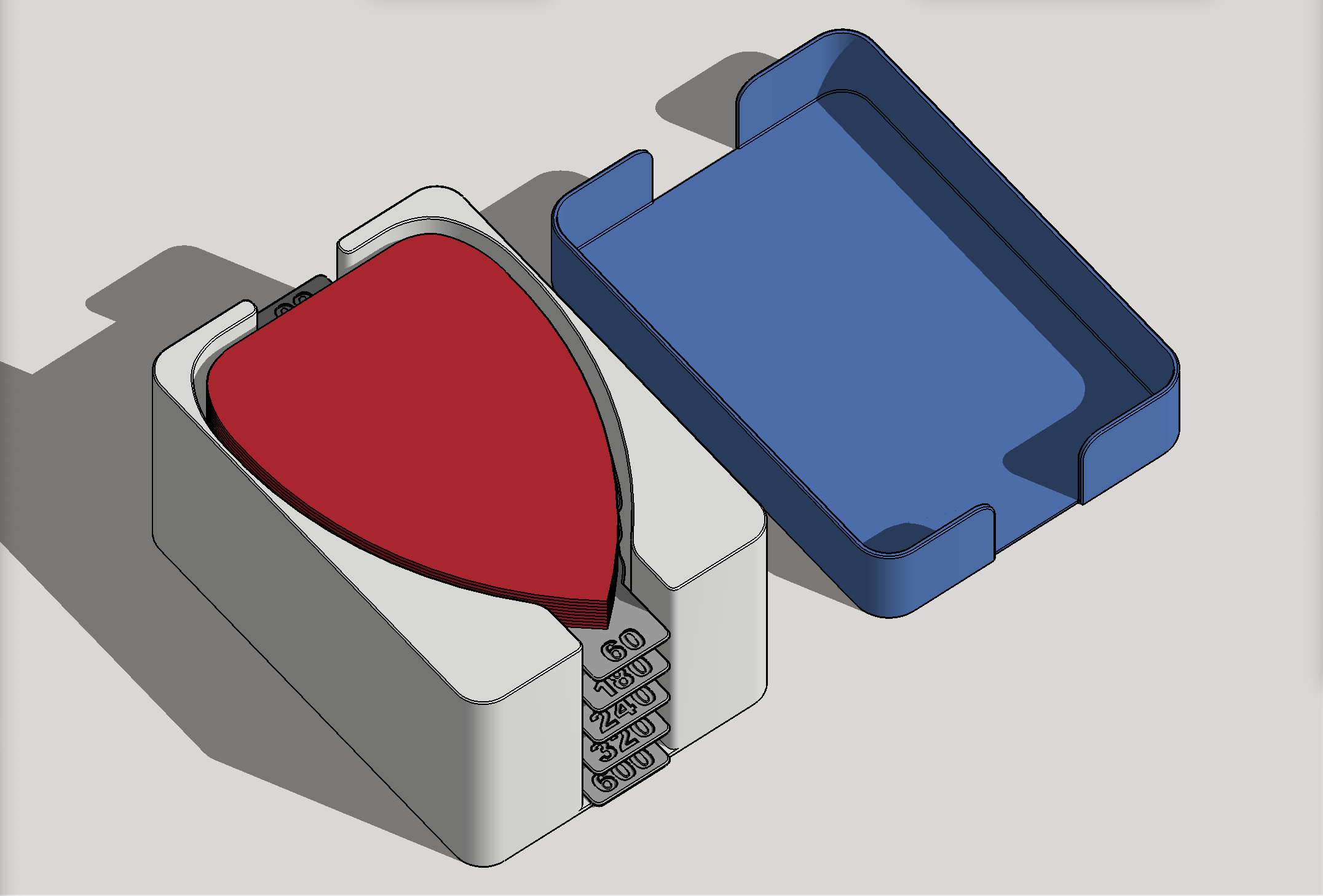 MOUSE SANDING PAPER BOX, LID, and GRIT DIVIDER TABS - SINGLE BANK EDITION