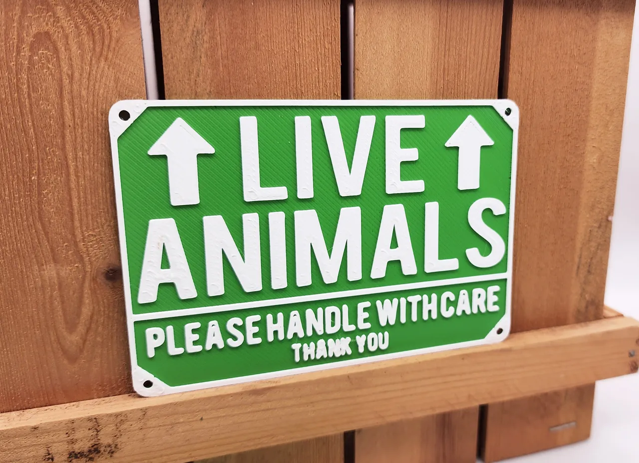 Live Animals Sign 2-Color by Triple G Workshop | Download free STL model | Printables.com for Free Printable Live Animal Shipping Labels