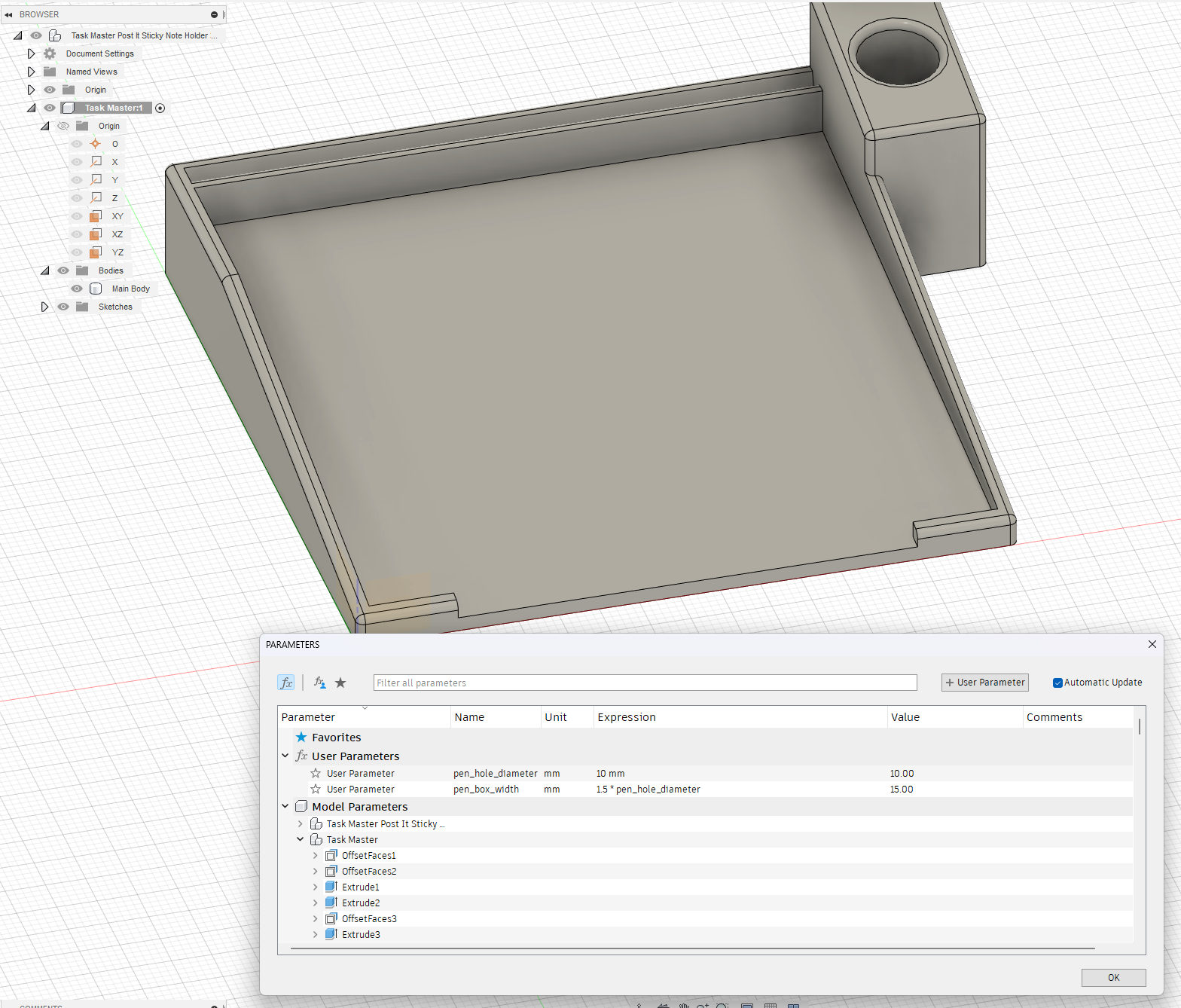 Task Master Post It Sticky Note Holder 3x3 by Nick Download free STL
