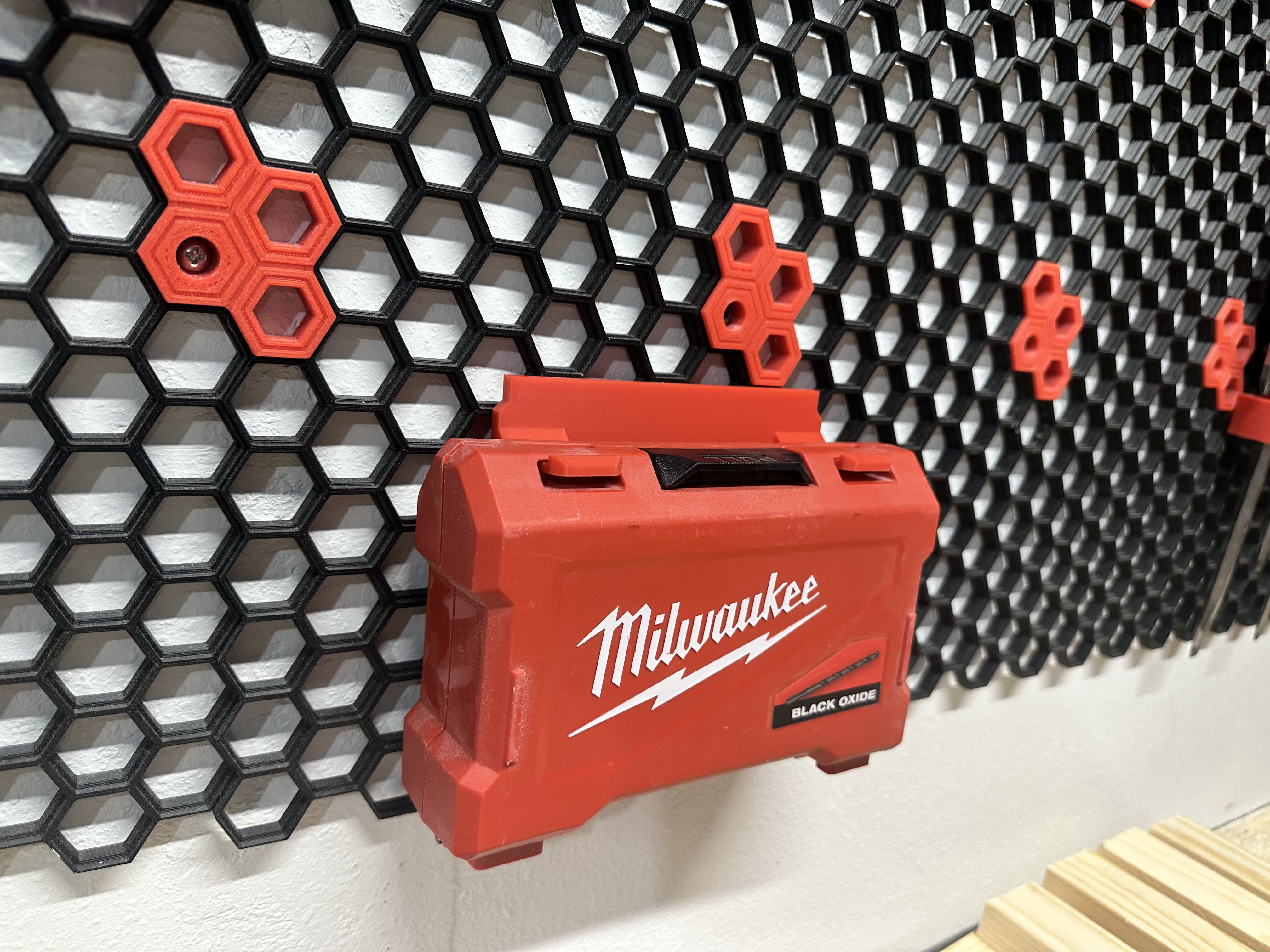 Honeycomb Storage Wall Milwaukee Shockwave Box Holder 3D model thumbnail
