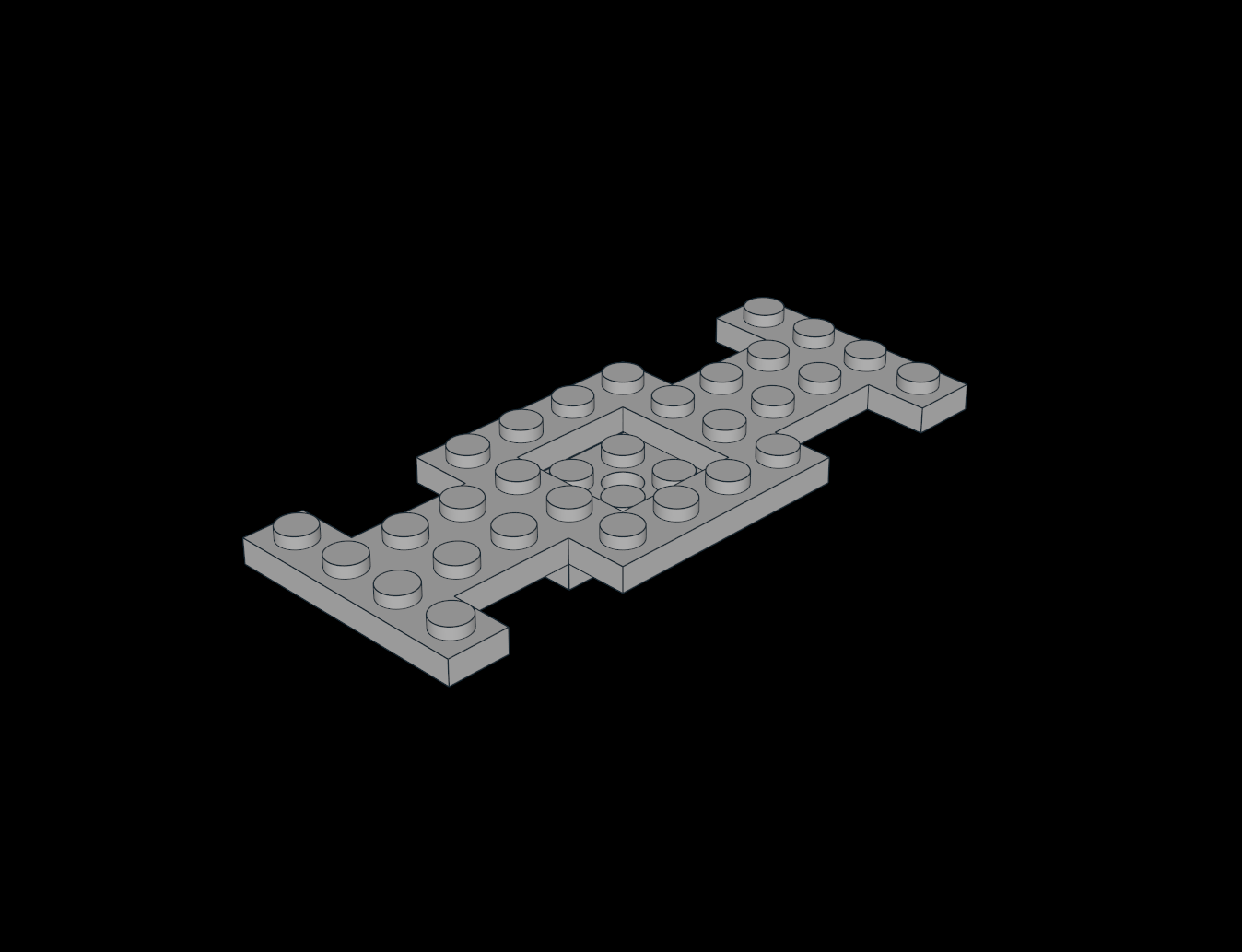 Lego Compatible (4212a.dat) Car Base  4 x 10 x  0.667 with  2 x  2 Center Closed
