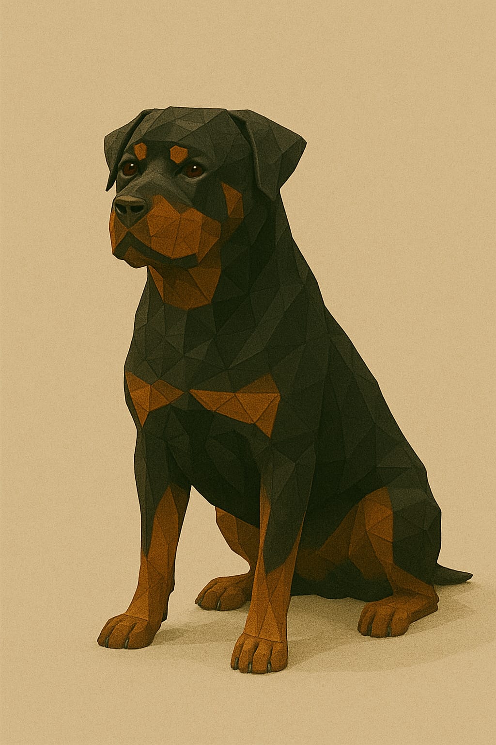 Rottweiler Low Poly Dog Statue