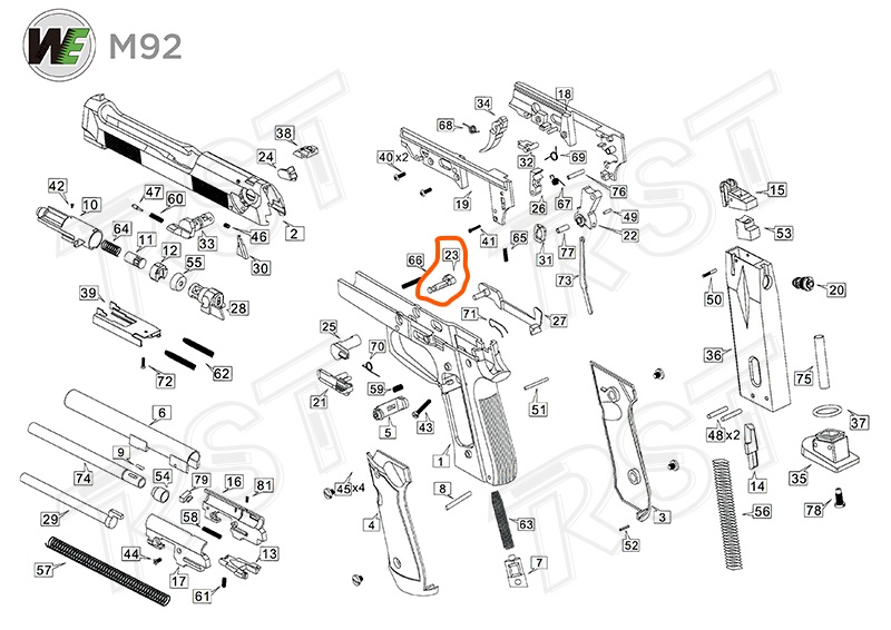 AIRSOFT GBB M92 Beretta slide lock