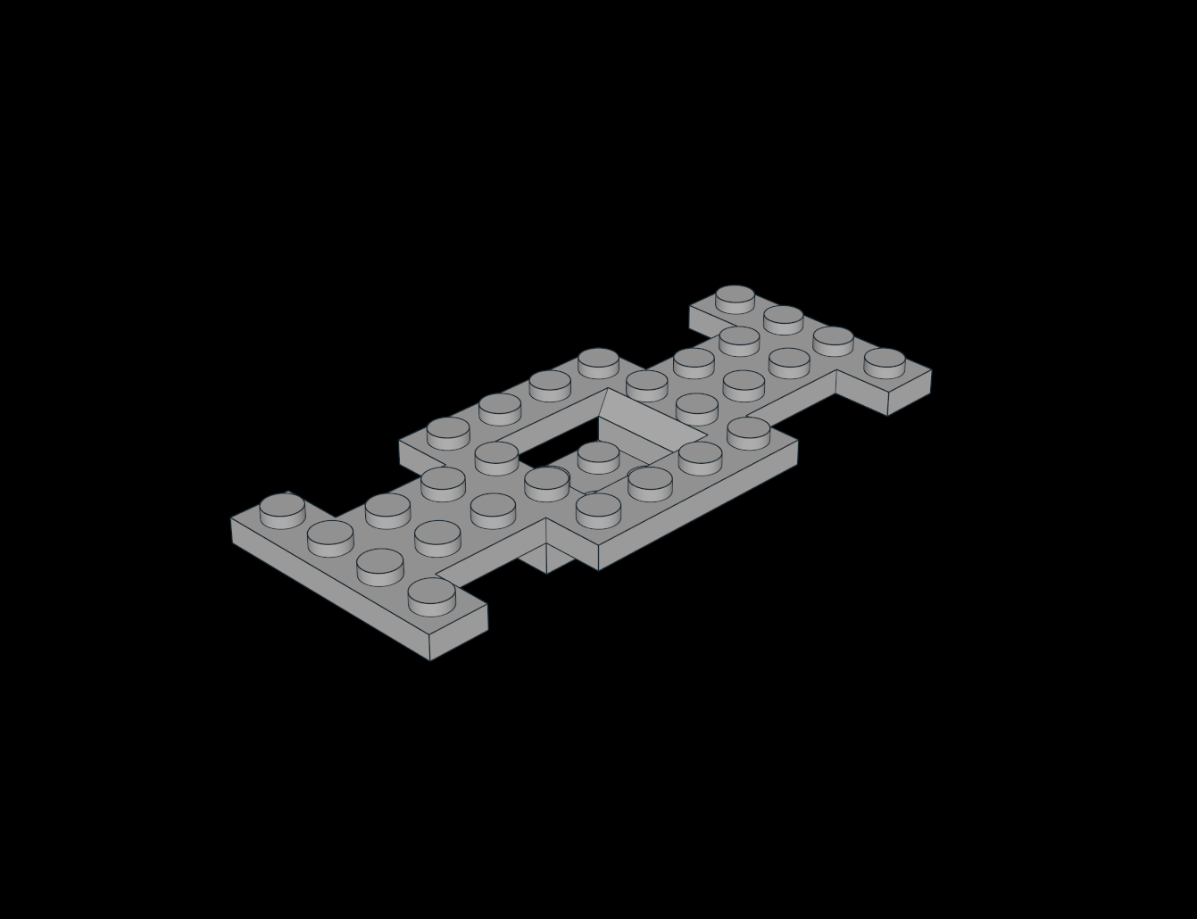 Lego Compatible (4212b.dat) Car Base  4 x 10 x 0.667 with  2 x  2 Center Open