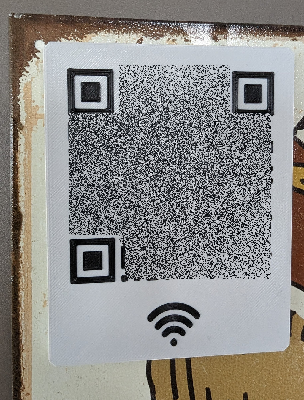 Wi-Fi QR Code Sign with embedded Magnet and NFC