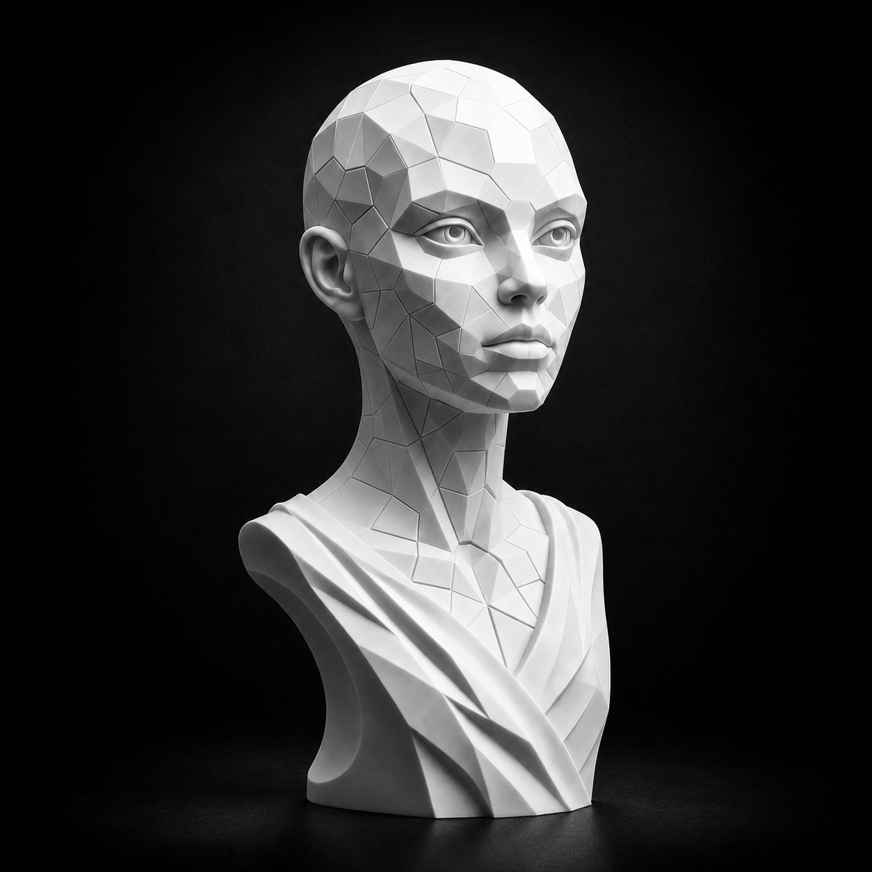 Low Poly Female Bust Sculpture STL | Geometric Modern Art Statue | Abstract