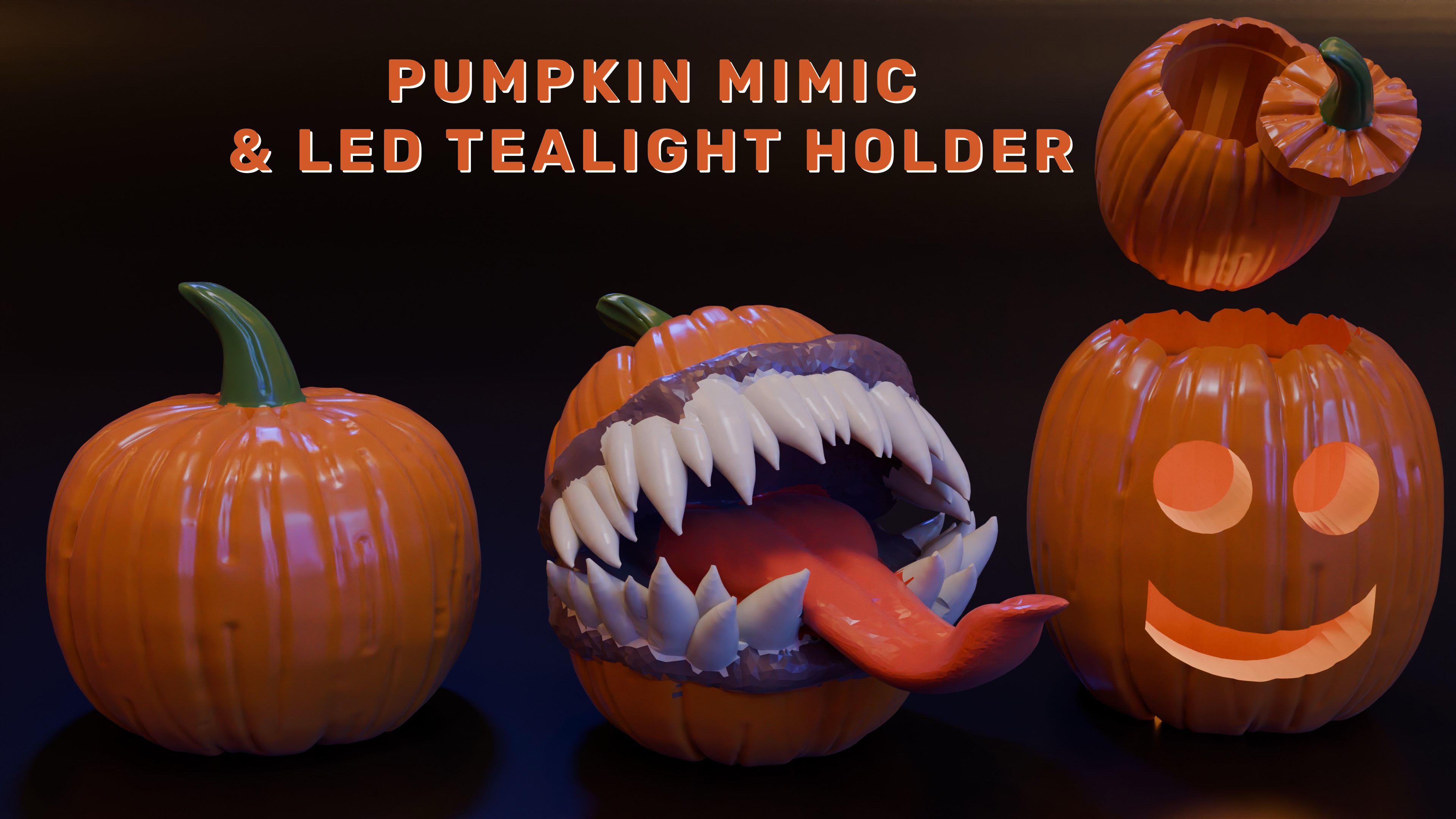 Pumpkin + Mimic +  LED Tealight Holder (DND / TTRPG)