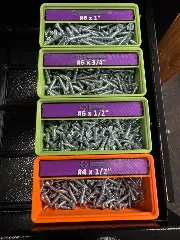 Gridfinity Bin Labels Multicolor UNC Phillips Flathead Wood Screws #4 #6 #8 #10 #12