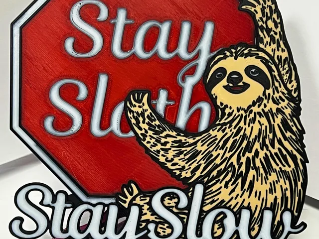 Stay Sloth Desk Art With Stand and Two Options