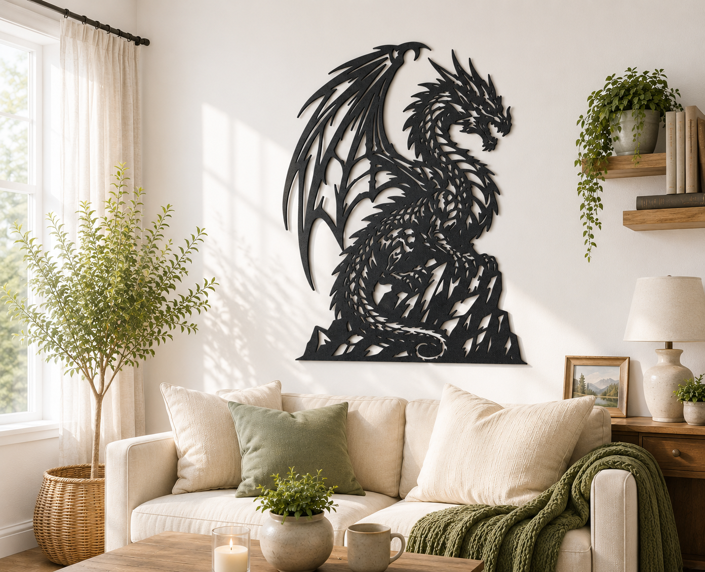 Dark Dragon 2D Wall Art Fantasy Creature Decor