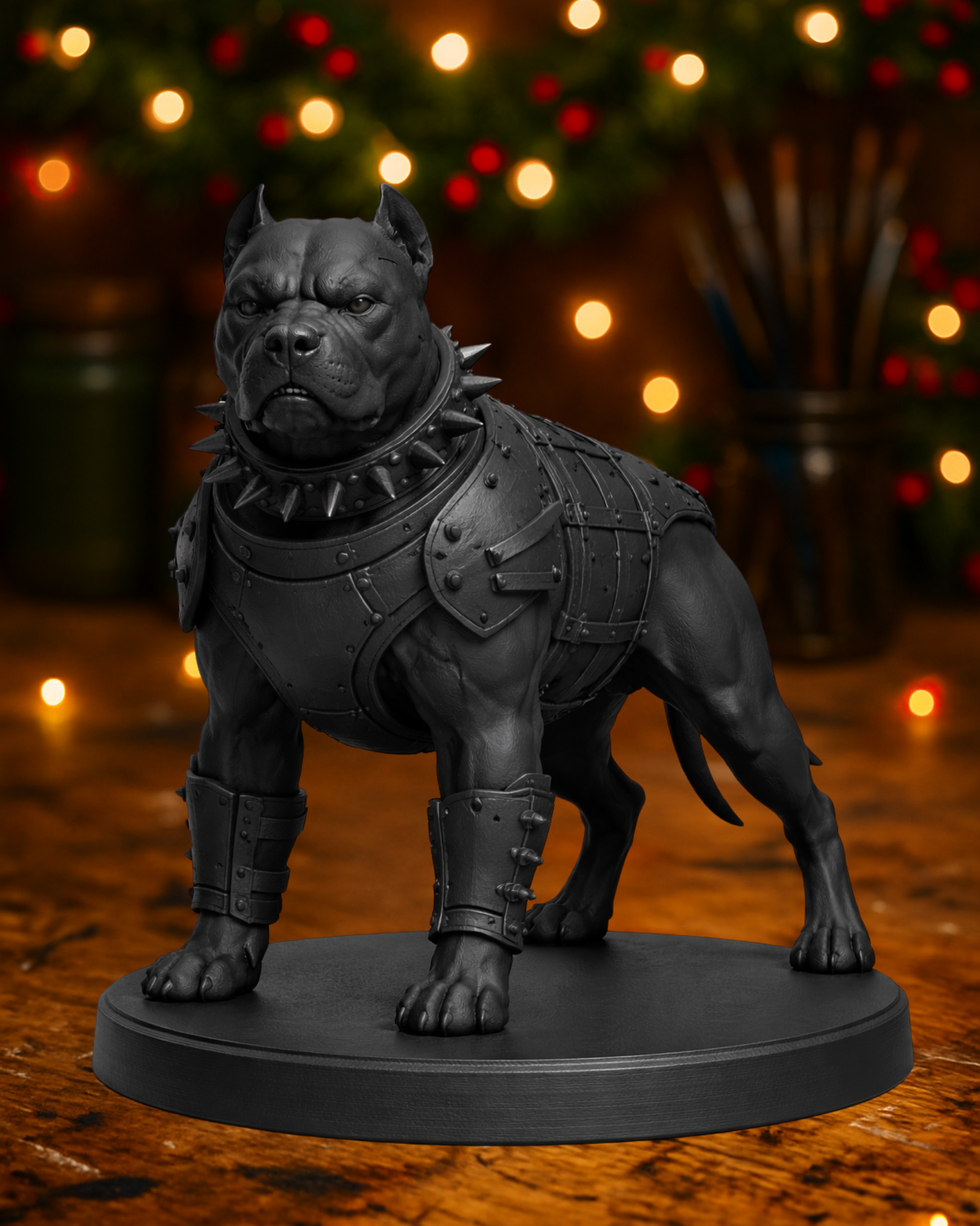 Armored Hell Dog Statue | Brutal Guard Dog Sculpture | Dark Fantasy Figurine