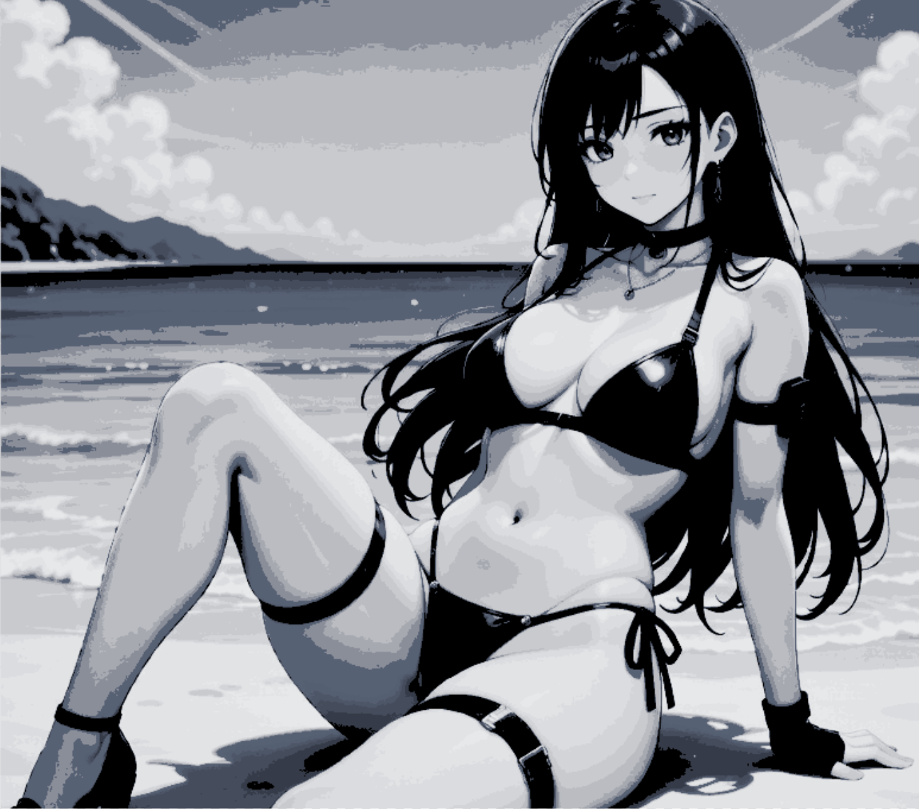 Tifa on the Beach Canvas