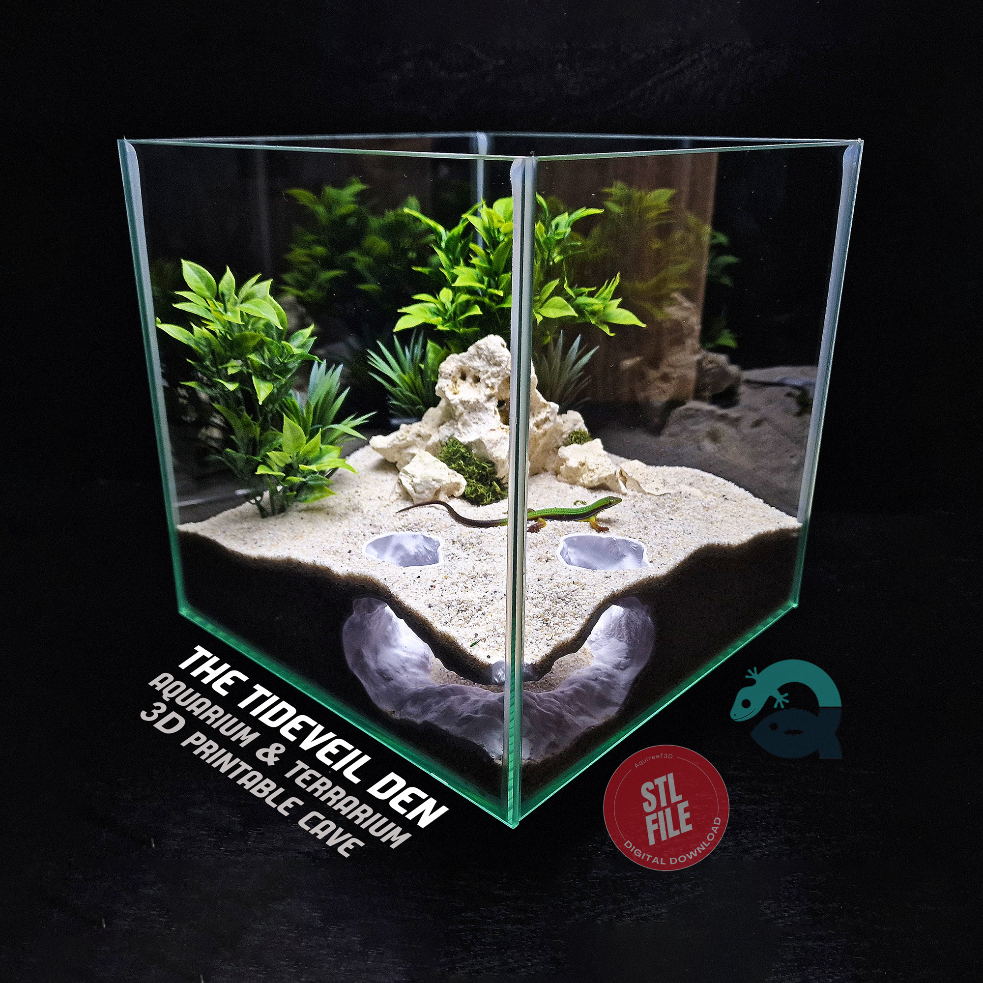 Aquarium & Terrarium Cave – Corner Reptile Hide, Shrimp Tunnel, Fish Burrow Decor