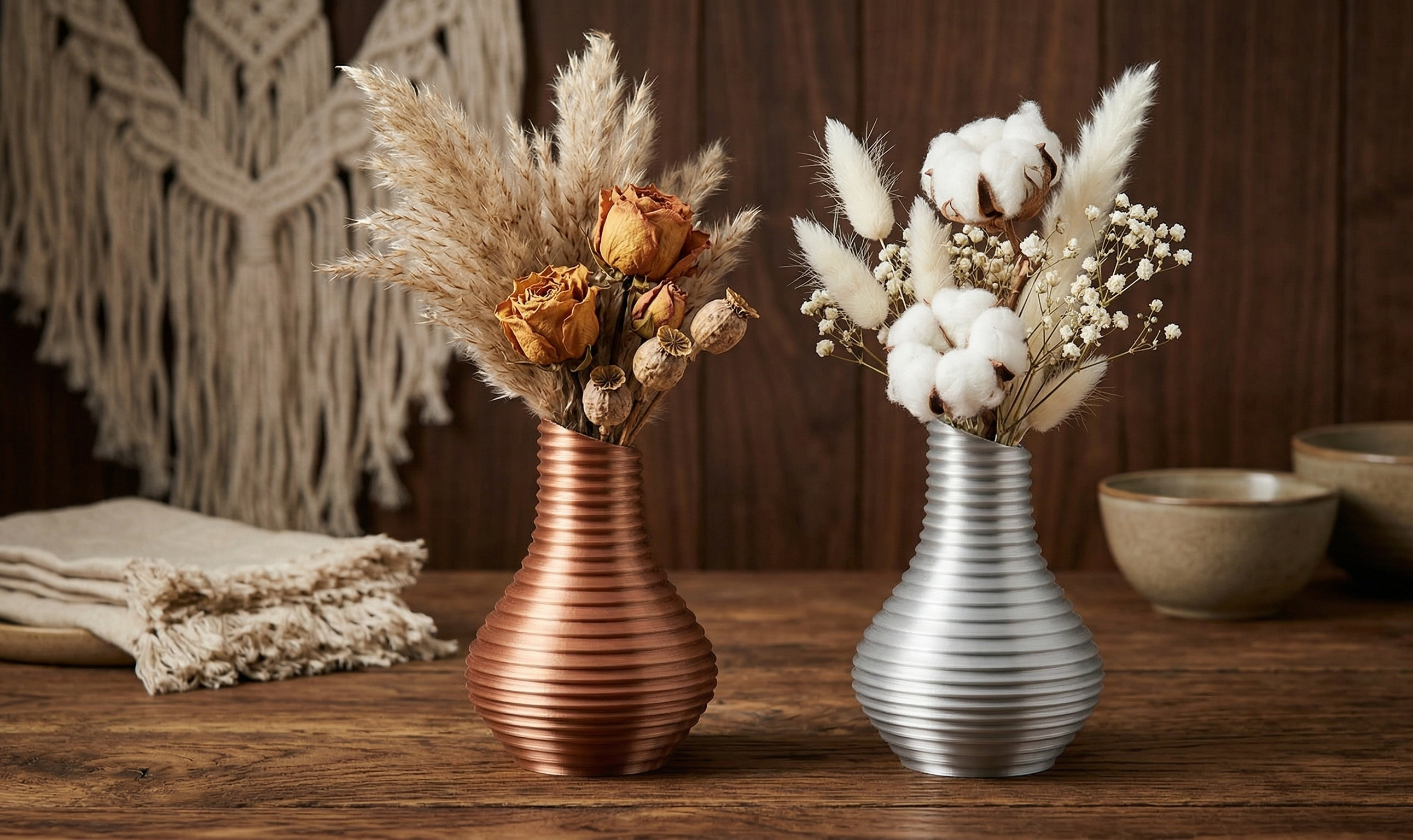 Modern Ringed Metallic Boho Vase 3D model by kkmmedia3d
