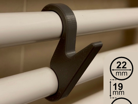 Snap-on Towel & Clothes Holder for Bathroom Radiator 22x19mm