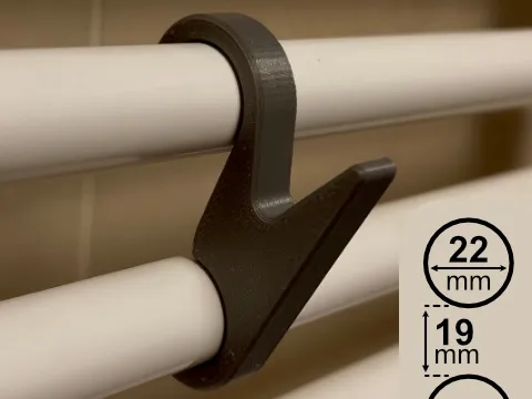 Snap-on Towel & Clothes Holder for Bathroom Radiator 22x19mm