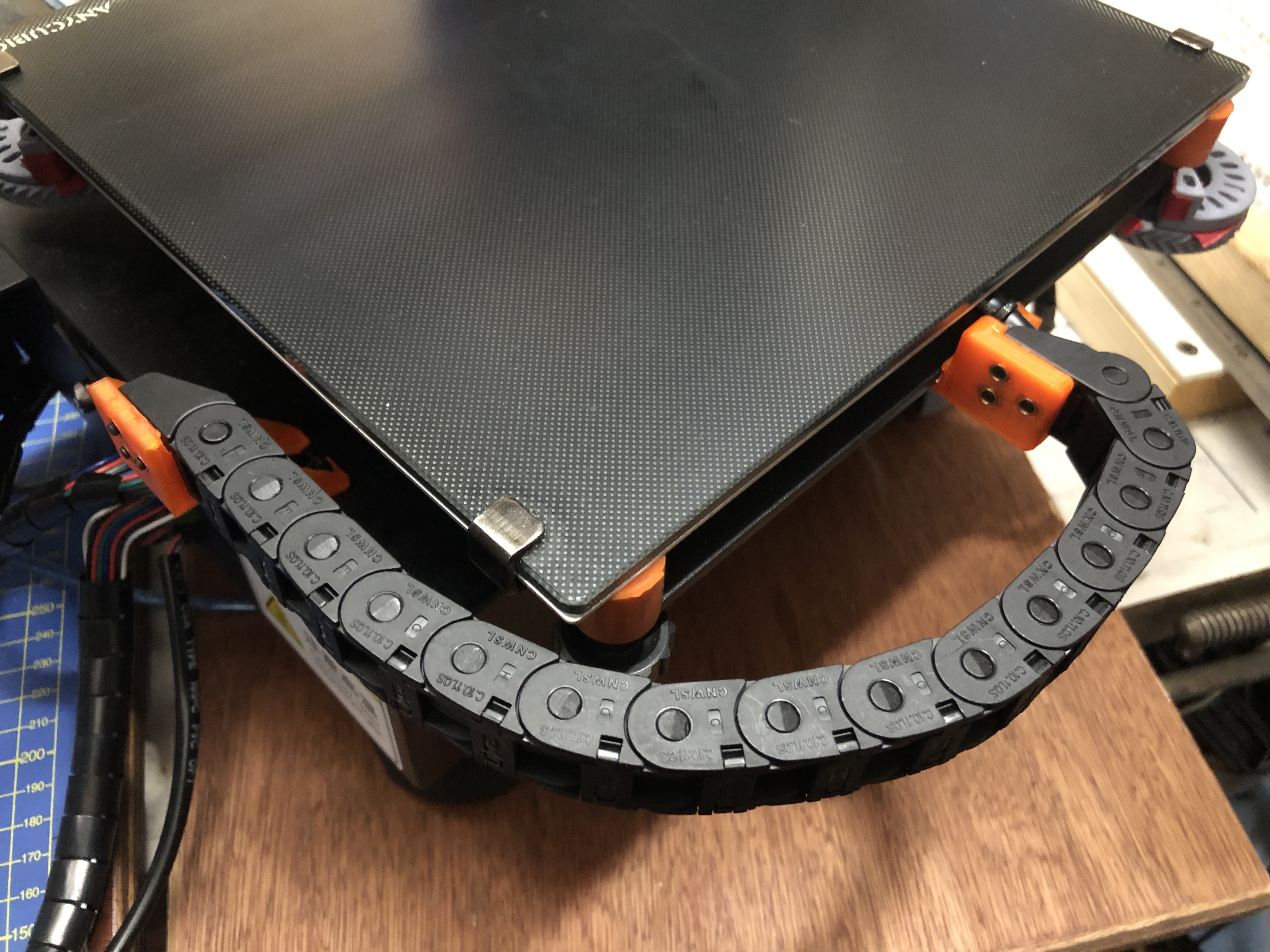 Anycubic Mega S cable-chain brackets for heated bed cable