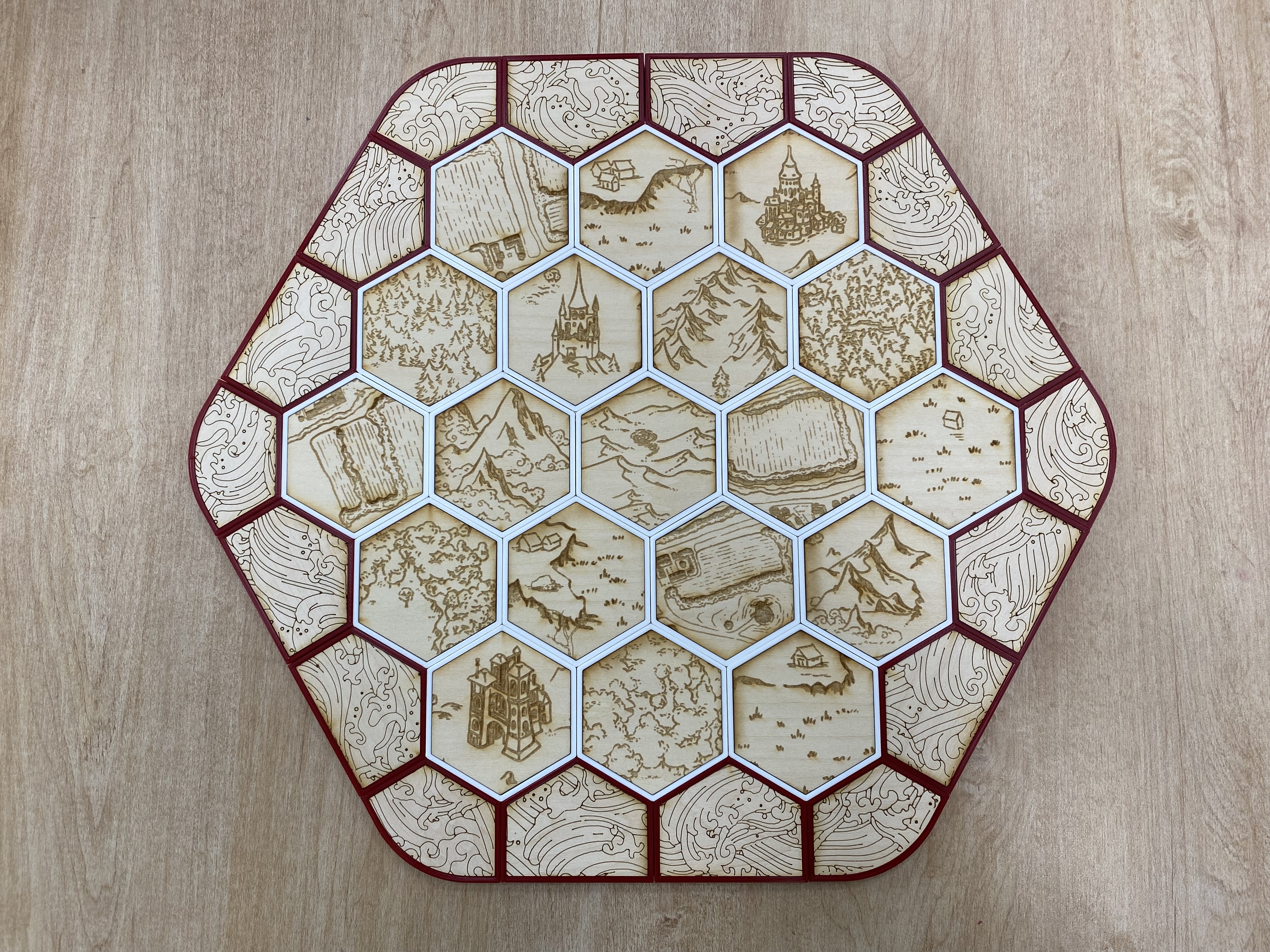 Mini Magnetic Catan Travel Kit w/ Fantasy Themed Laser Cut Tiles