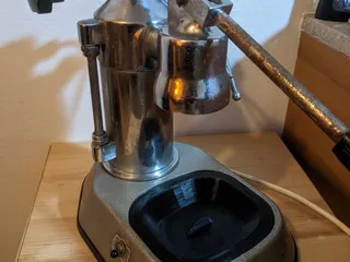 La Pavoni Lever Custom Grid Plate Stainless with peacock pattern