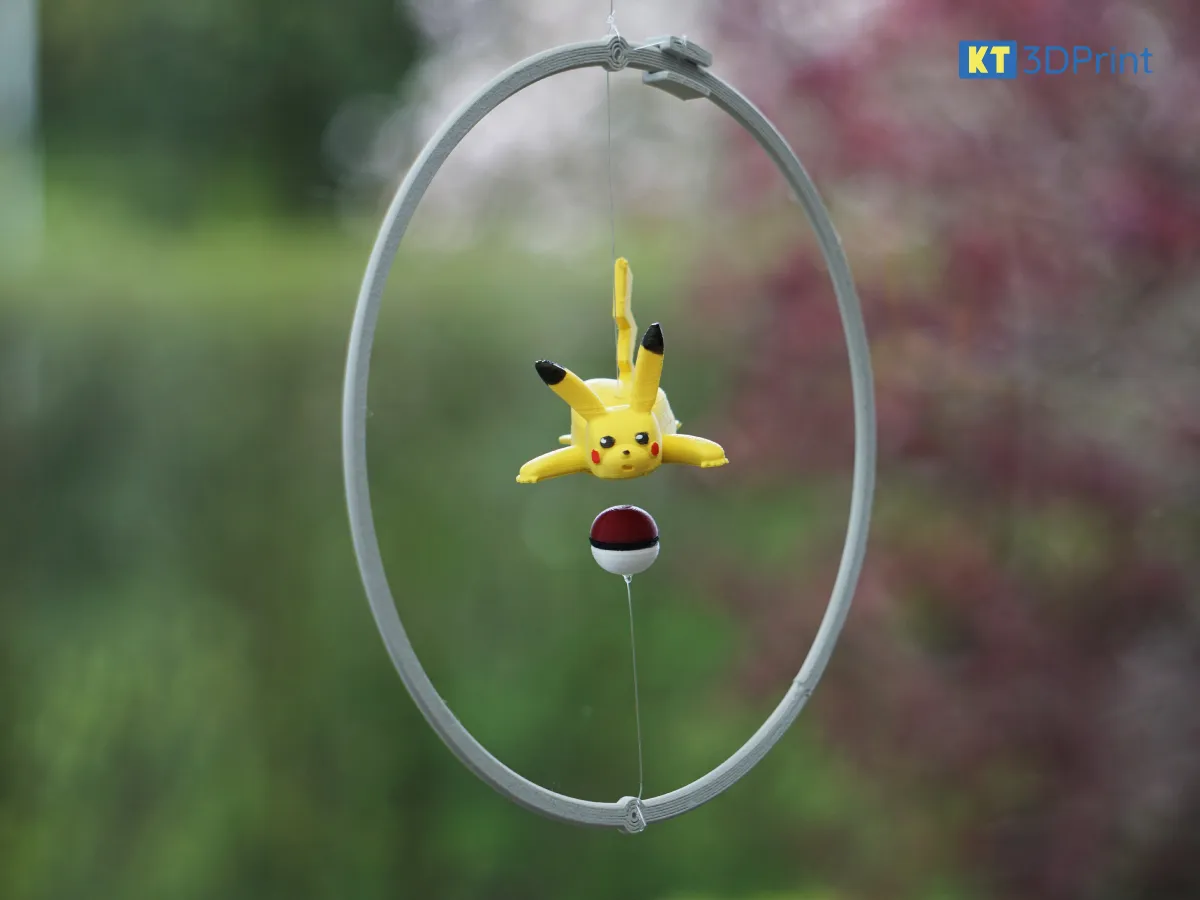 Pikachu art piece with levitating pokeball by KT3Dprint, Download free STL  model