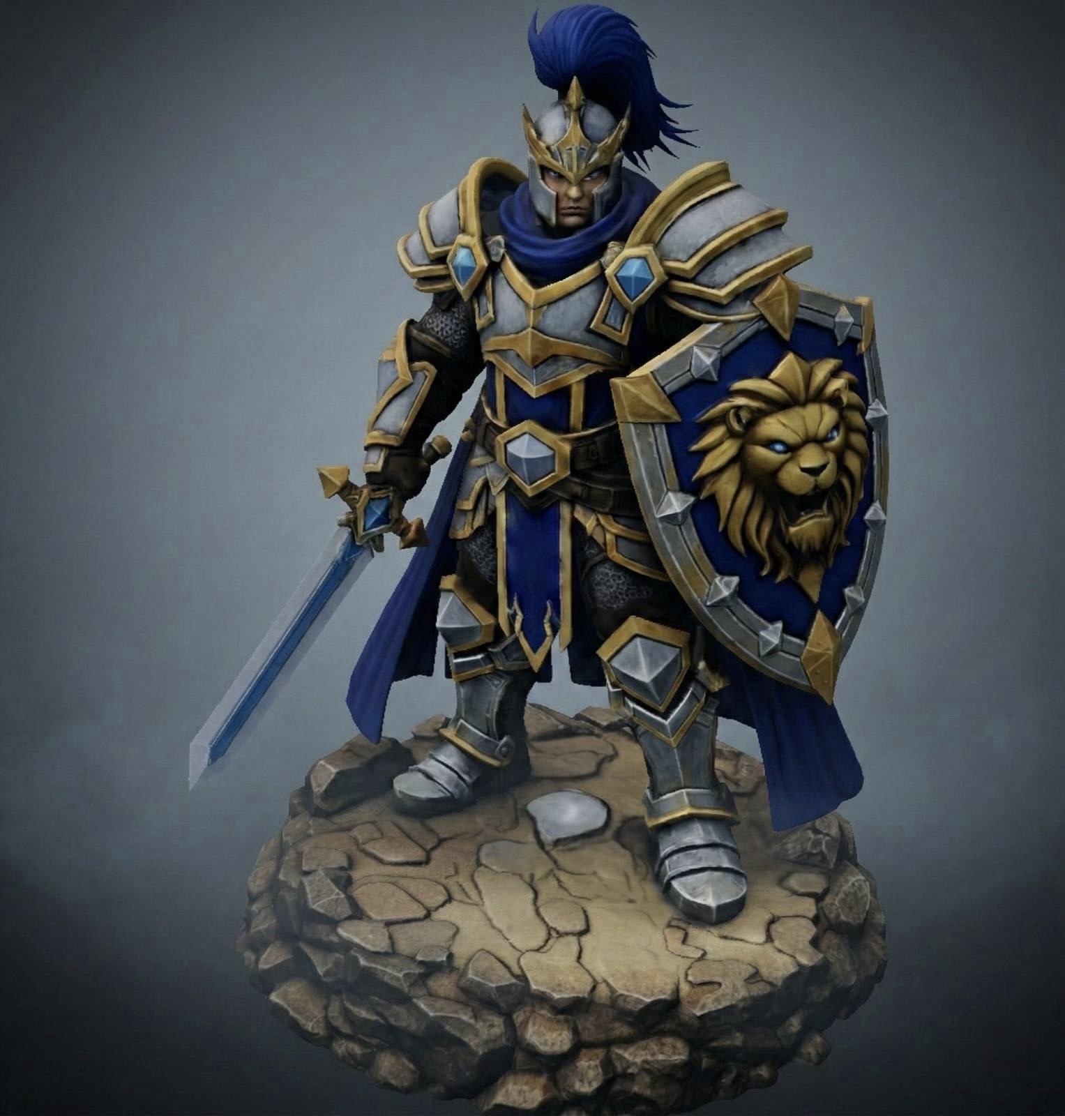 Vhorlath Realms – Human – Lionguard Warrior, Shieldbearer of the Iron Covenant (Dark Fantasy 3D Printable Miniature STL)