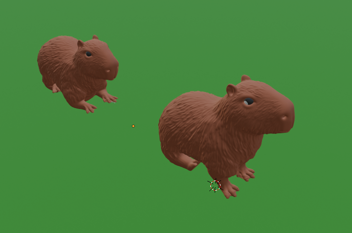 Sitting and lying capybara