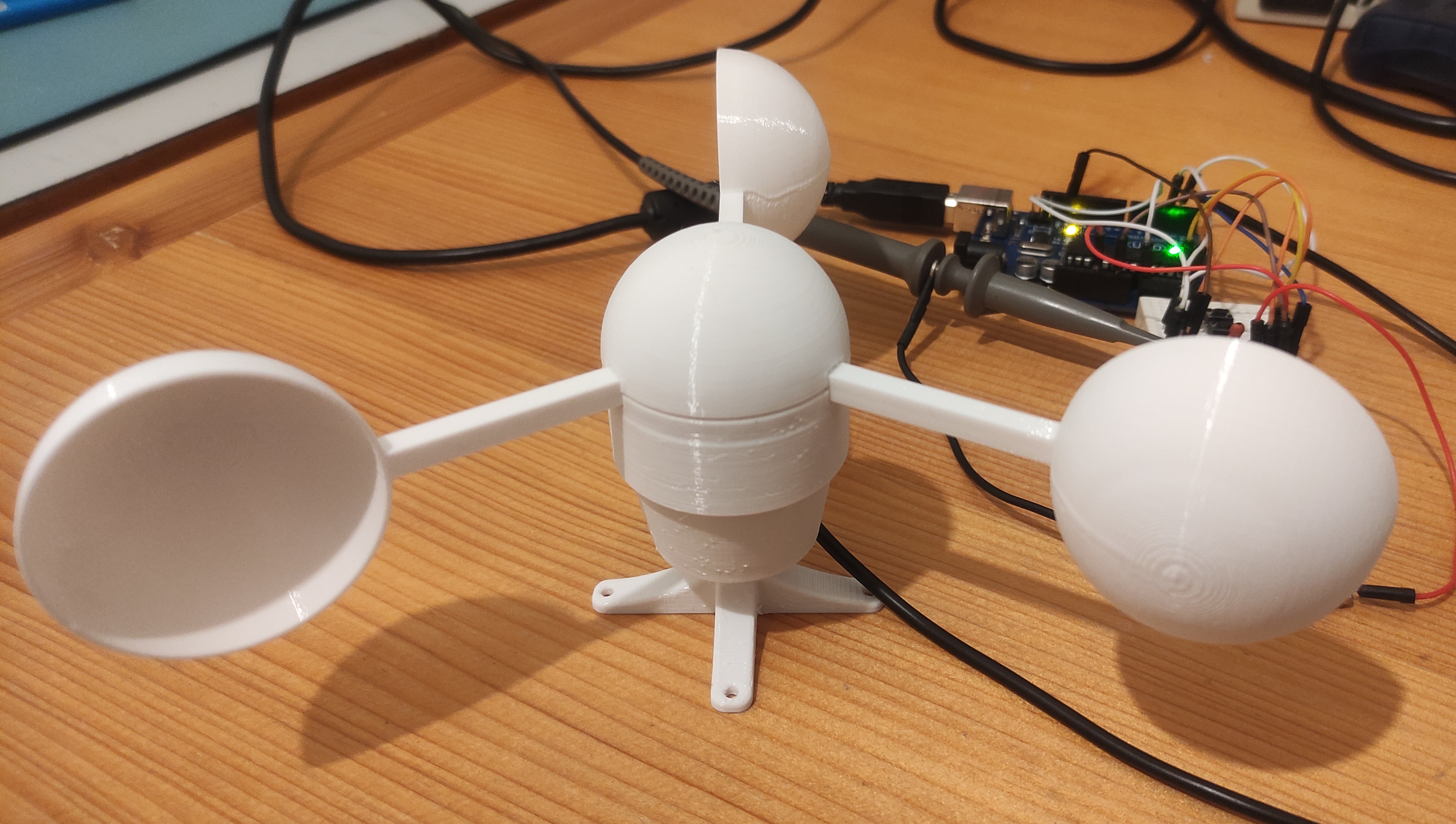 Anemometer with Hall sensor and magnet
