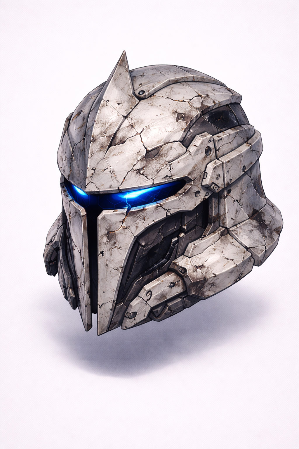 White Battle Damaged Sci-fi Knight Mask