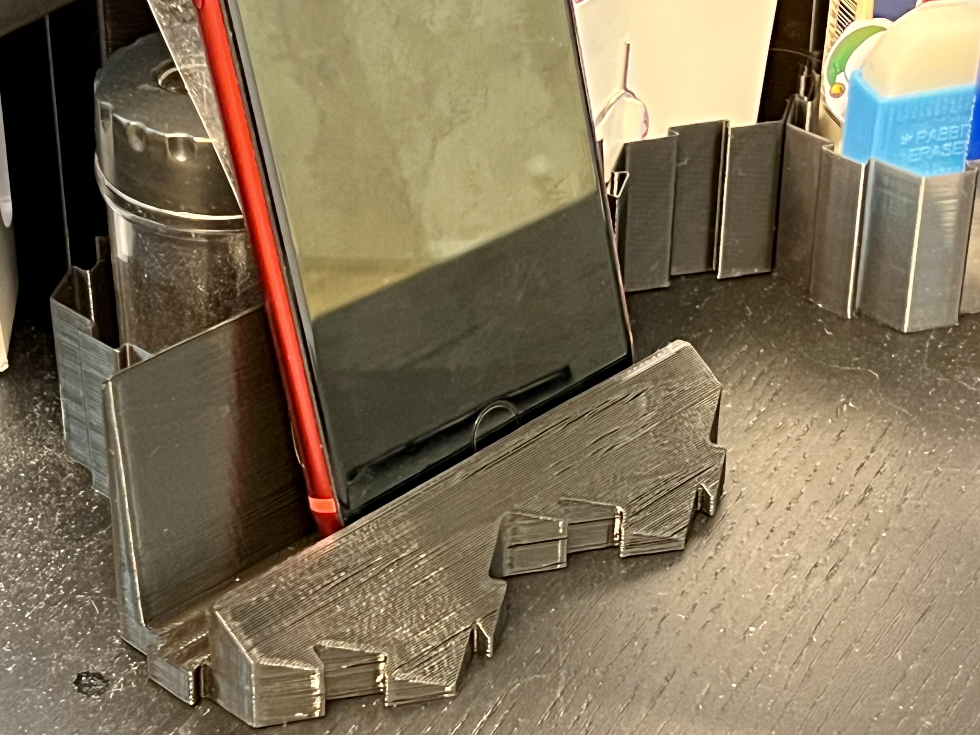 Modular honeycomb desk organizer phone stand