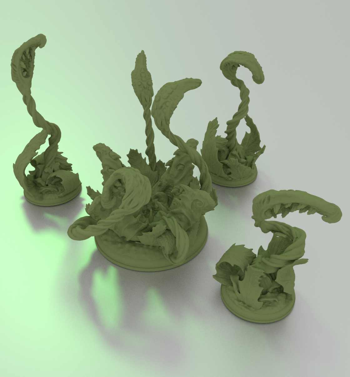 TENDRIL CARNIVOROUS PLANT 28MM AND 50MM CREATURE FOR RPGS 5 PIECE SET