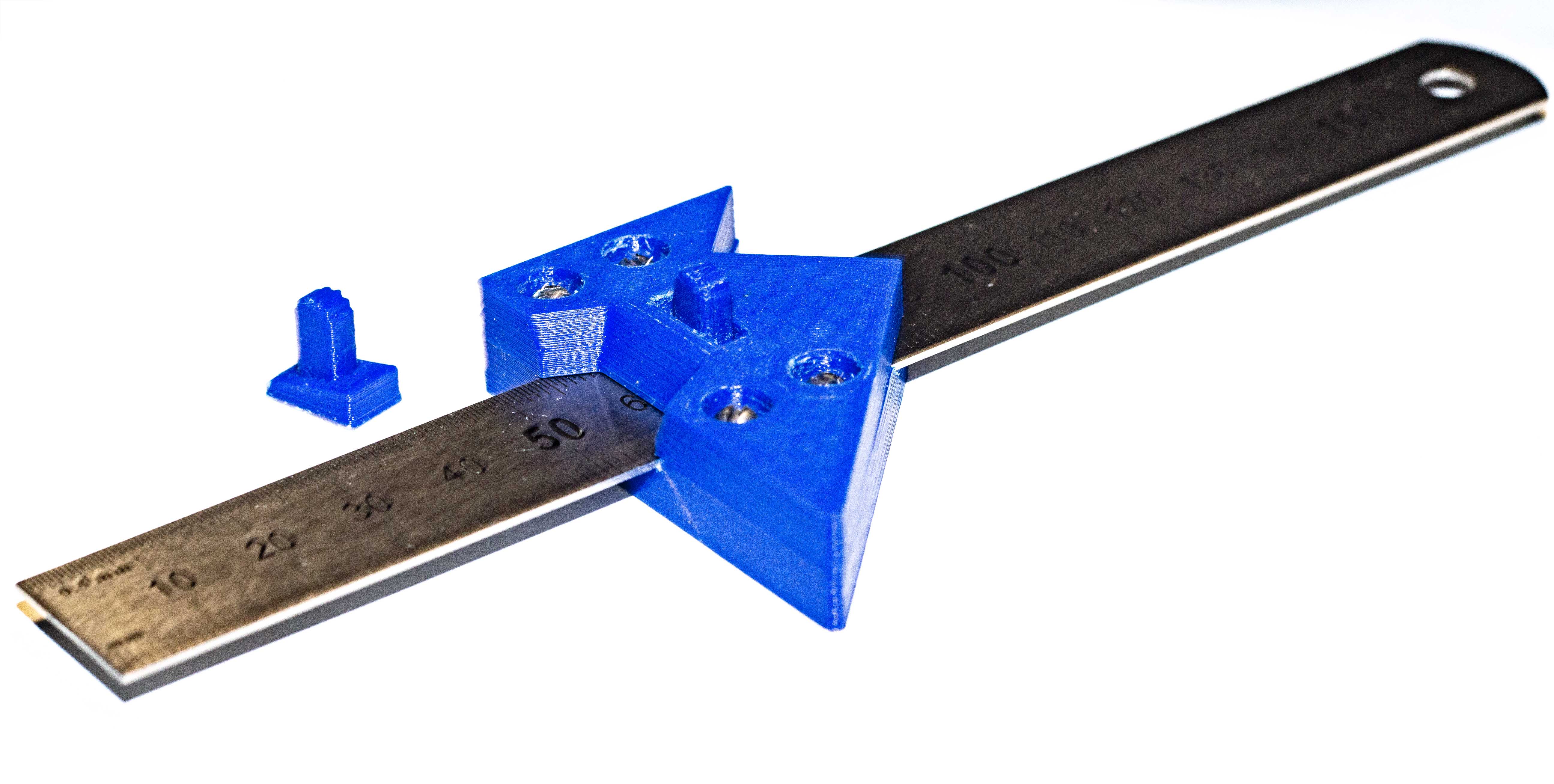 Marking device of the ruler, Marking three in one with reliable wedge fixation