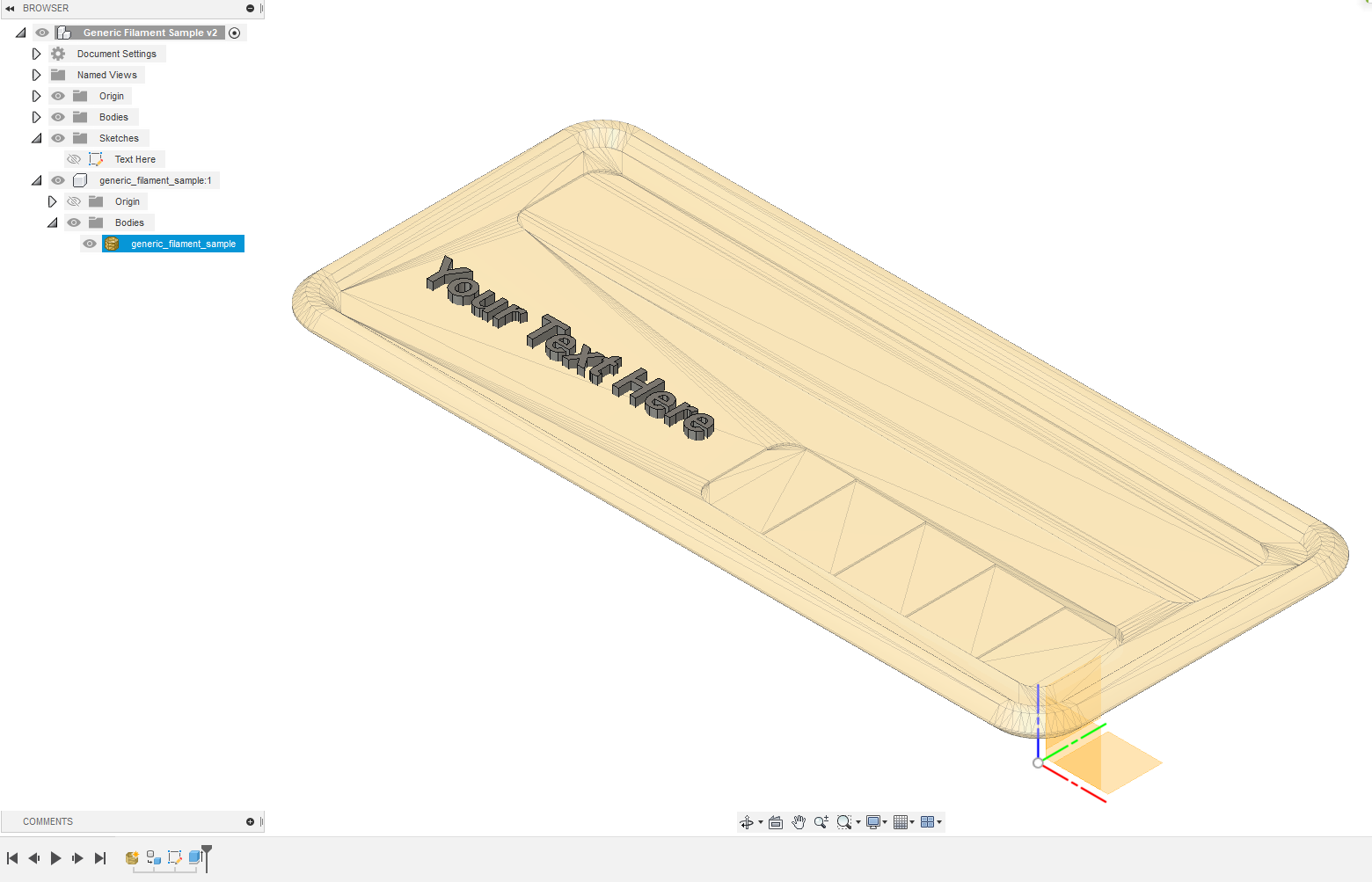 Filament Sample w Editable Text (Fusion360) 3D model thumbnail