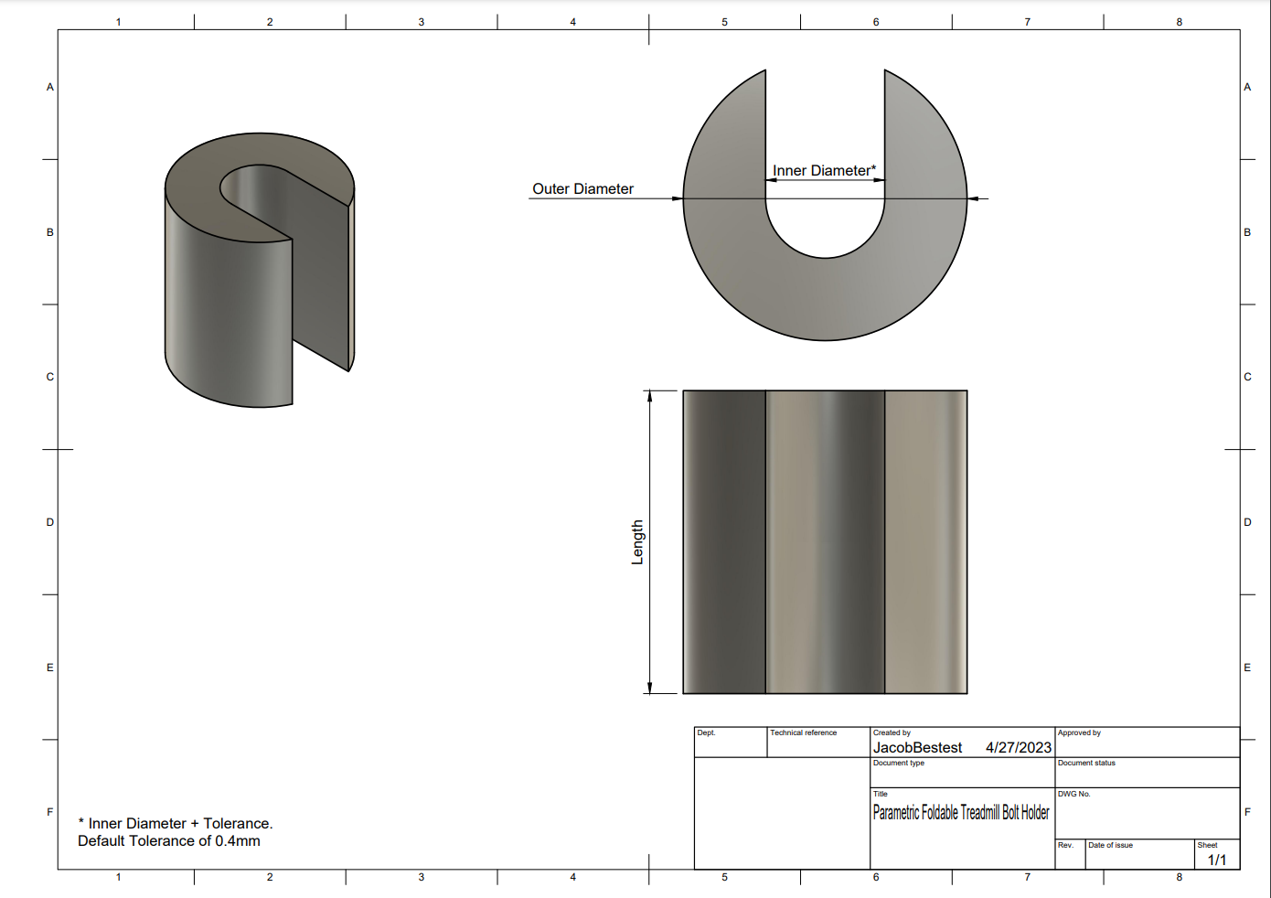 Foldable Treadmill Bolt Holder (Parametric) — miniatura 4