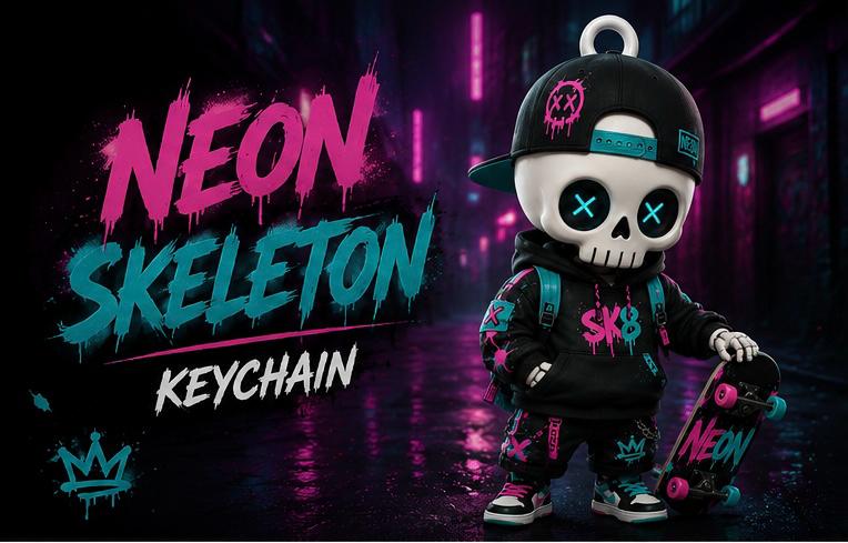 Neon  Skeleton Keychain