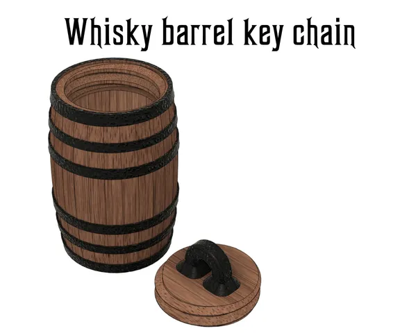 Whisky barrel keychain container