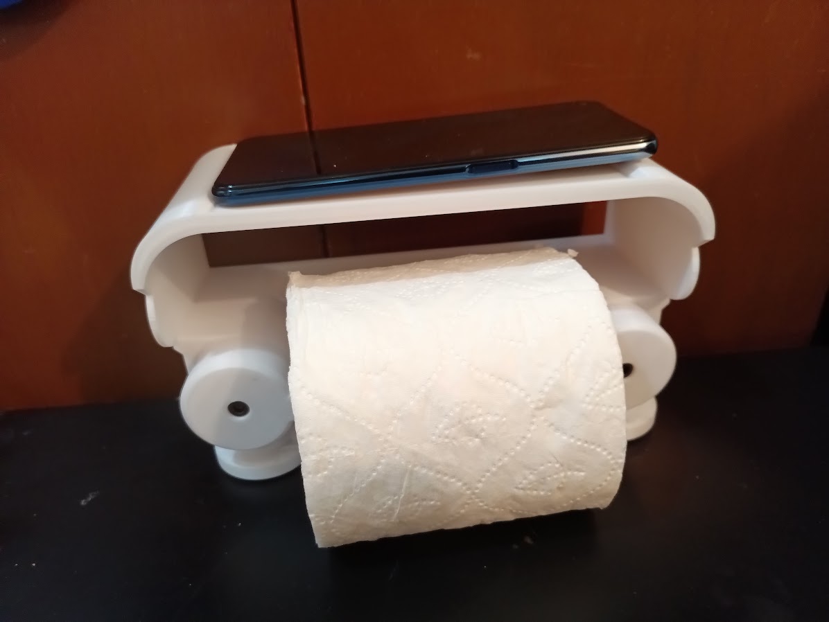 TOILET PAPER HOLDER WITH PHONE SHELF(AND SPRING LOADED)