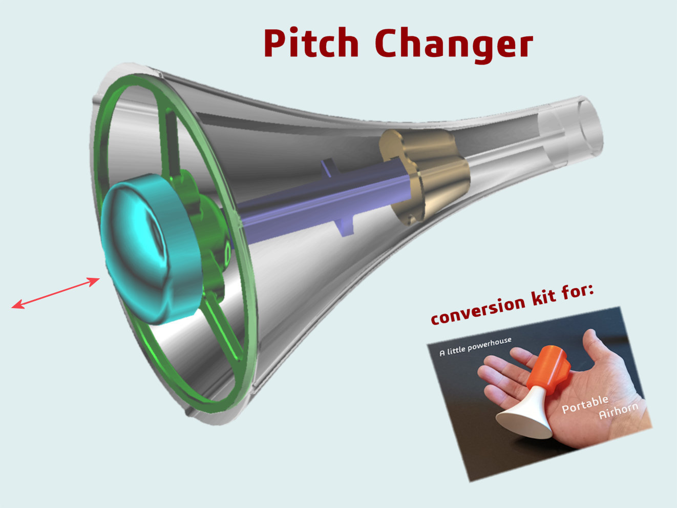 Pitch Changer for Portable Airhorn by Wim V Download free STL model