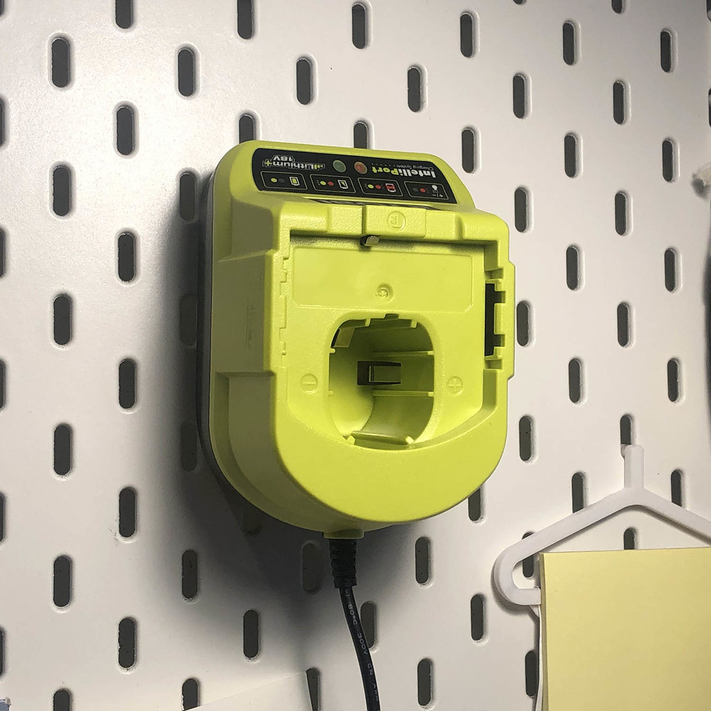 IKEA SKÅDIS invisible pegboard hook for Ryobi charger by ftoerring