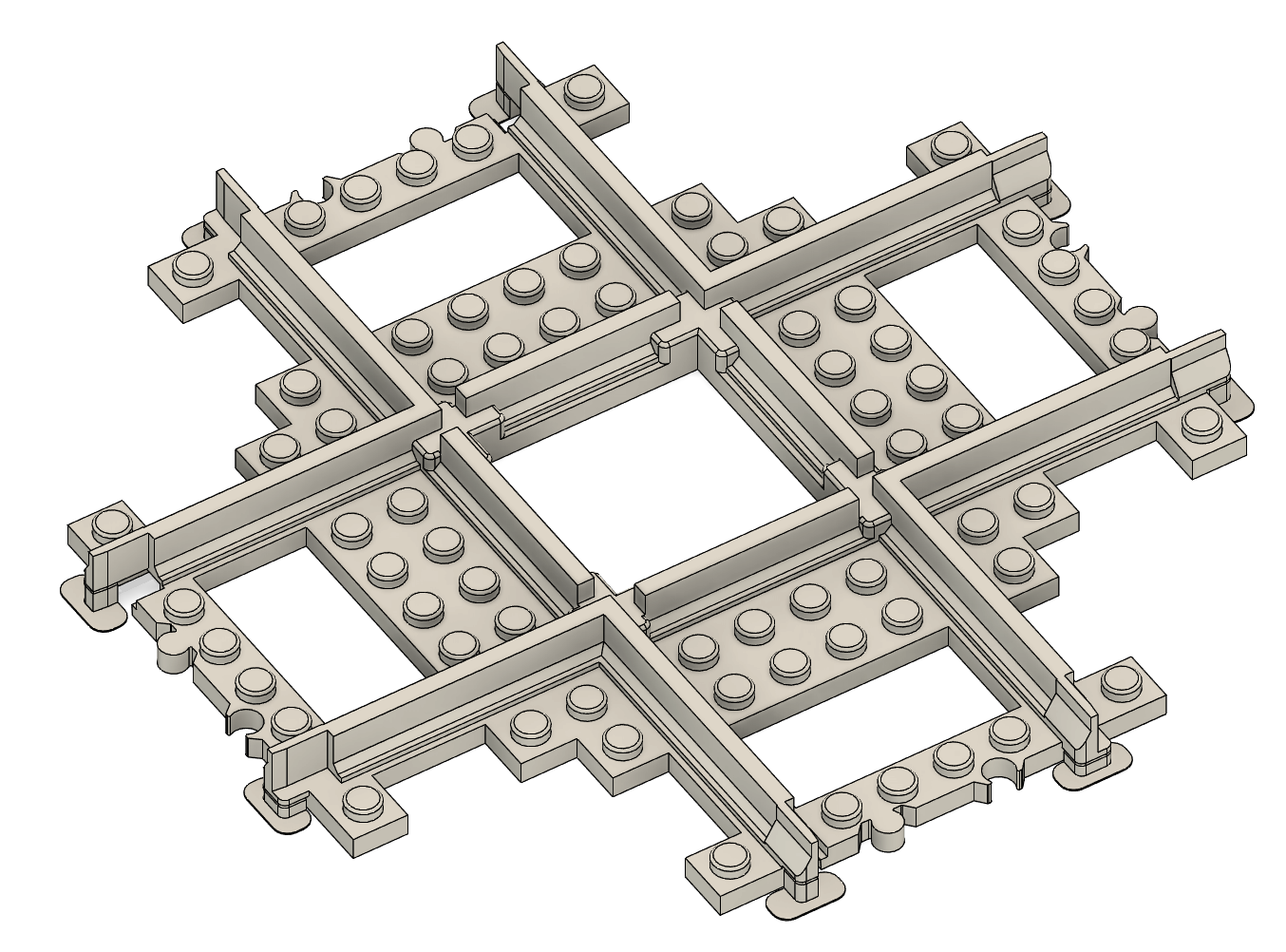 Lego compatible straight crossing (full and short versions)