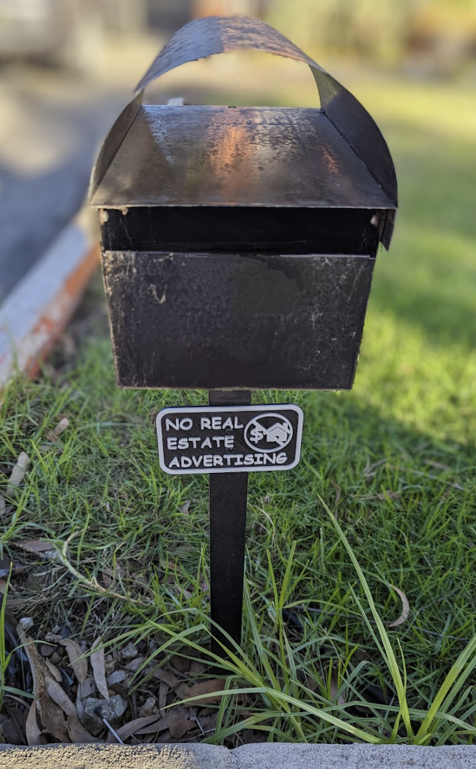 No Real Estate Advertising Letter Box Sign