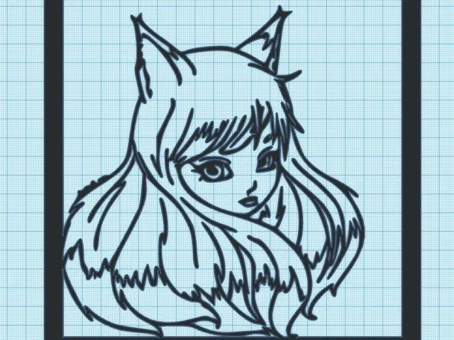 CUTE ANIME FOX GIRL -FRAMED -  WALL ART - 2 VERSIONS