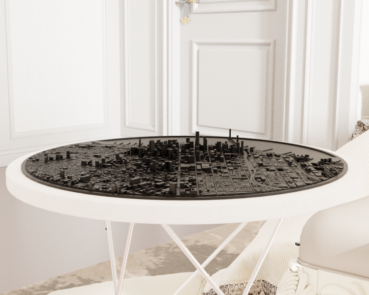 San Francisco Skyline & Bay – Circular Topographic Map STL