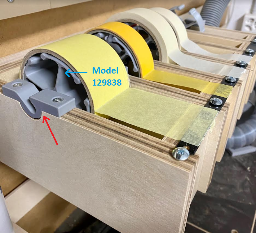 Tape Dispenser Axis Mount for Wooden Version 3D model thumbnail
